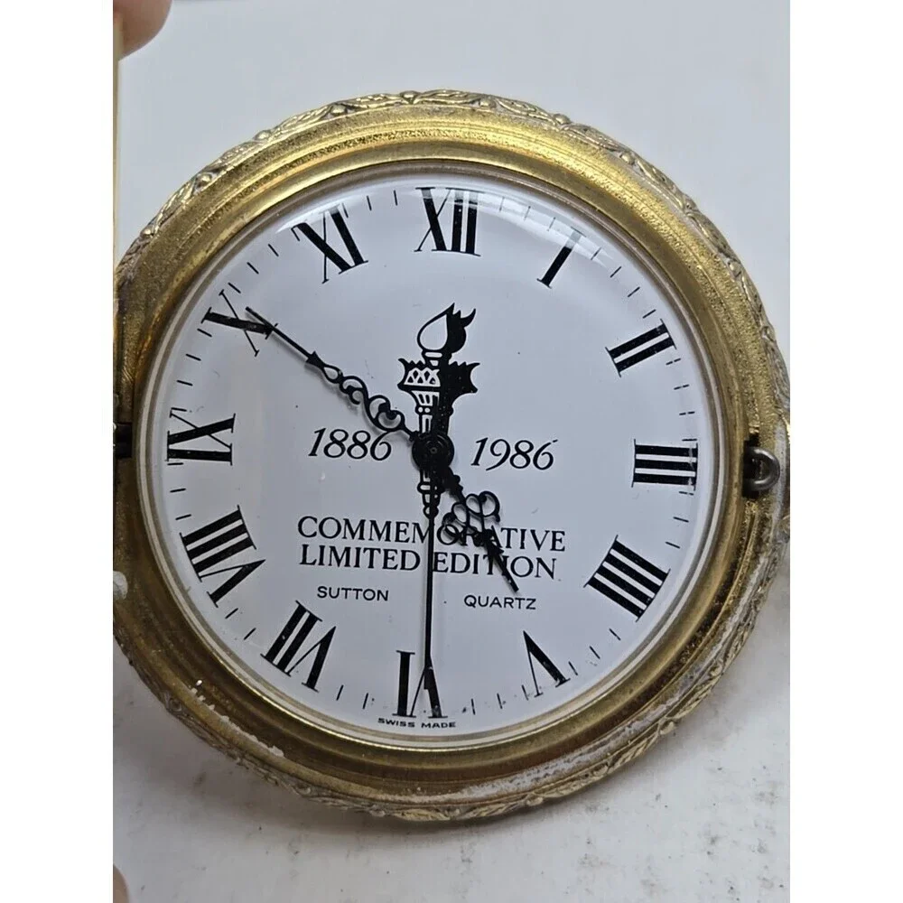 Statue Of Liberty Sutton Pocket Watch Quartz Commemorative 1886 1986 New Battery